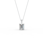 Emerald Cut Moissanite Solitaire Pendant 14K Gold Plated